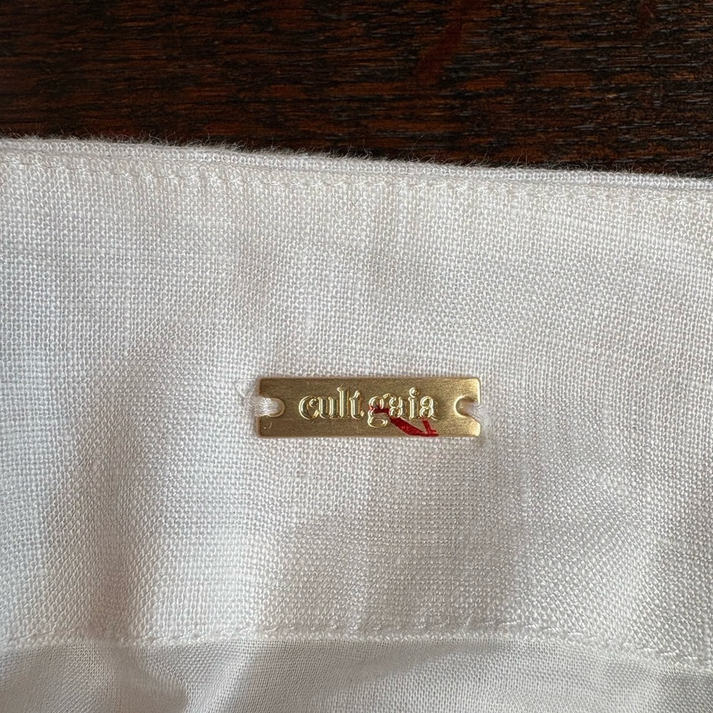Cult Gaia Aeris White Linen Blend Gathered Midi Skirt. Size See Measurements - Picture 5 of 9